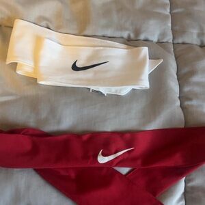 Nike Red and White Headbands with Logo